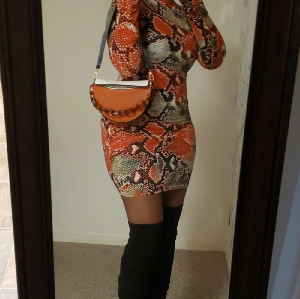 Multicolor Snakeskin Print Bodycon Dress